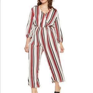 Plus Striped Faux Wrap Jumpsuit Never Worn